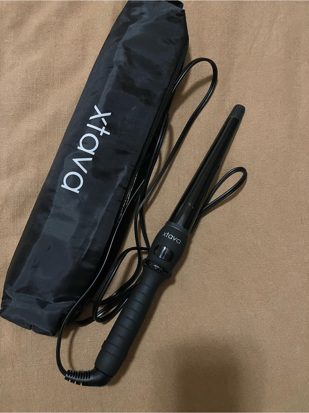Xtava Black Tapered Curling Wand – Sleek Black Styling Tool
